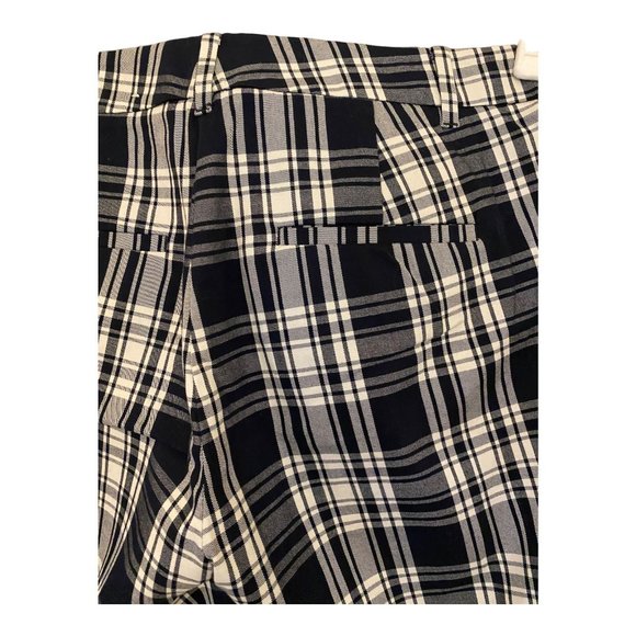 Ann Taylor Pants Women Size 4 Blue White Plaid Cropped Mid-Rise Cotton Stretch - Picture 9 of 9